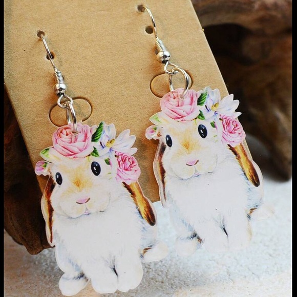 Floral Bunny Earrings - Picture 2 of 3